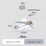 lampe suspendue avion forme moderne enfant blanche brun chaînes led salon chambre
