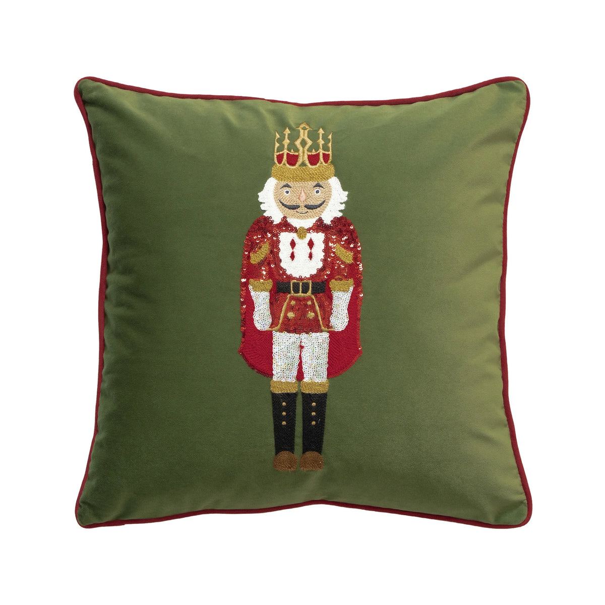 housses coussins décoration noël soldat flocons vert olive traditionnels fixations oreillettes coton polyester