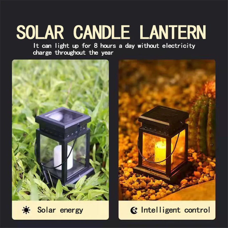 Lanterne solaire extérieure accrochée à une branche d'arbre
