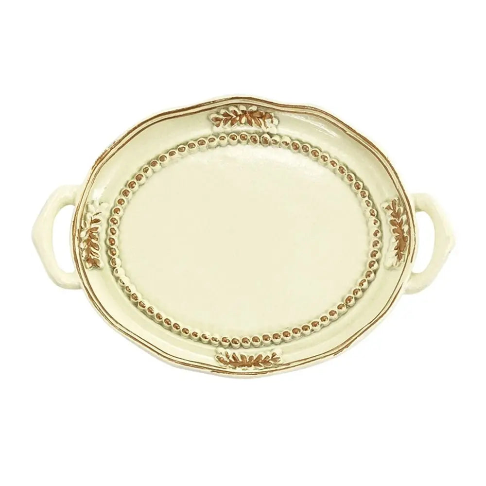 Support bijoux ornements dorés bordure perlée blanc doré classique vintage boucles oreilles anneaux collier