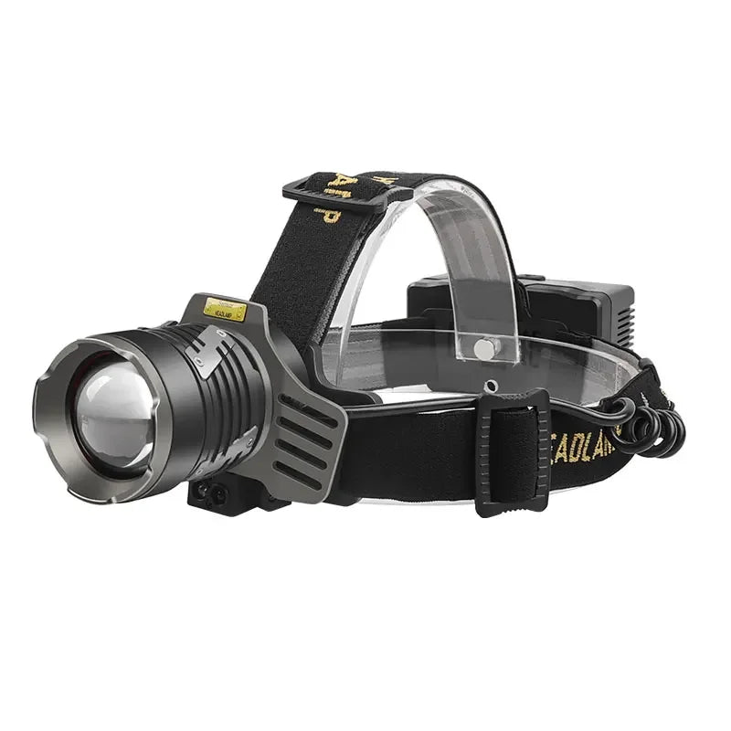 lampe frontale led rechargeable batterie 26650 ip68 étanche camping chasse pêche