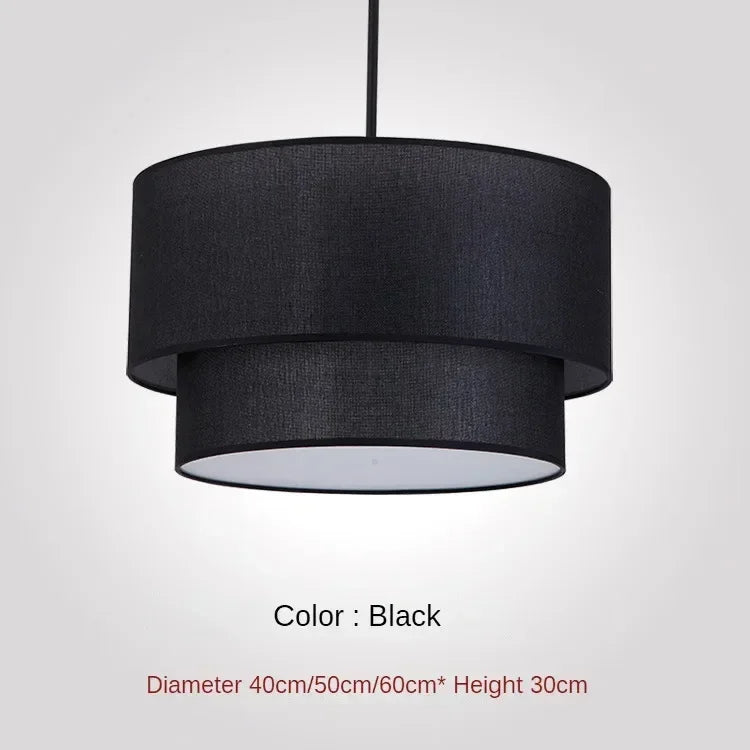 Suspension lumineuse moderne toile lin beige noir rose passe cable 40cm 50cm 60cm