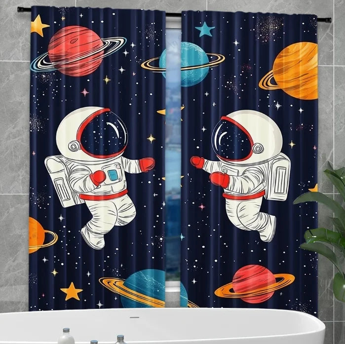 rideau astronaute bleu nuit rouge moderne fenêtre 100 polyesterôtel hospitalhôtel