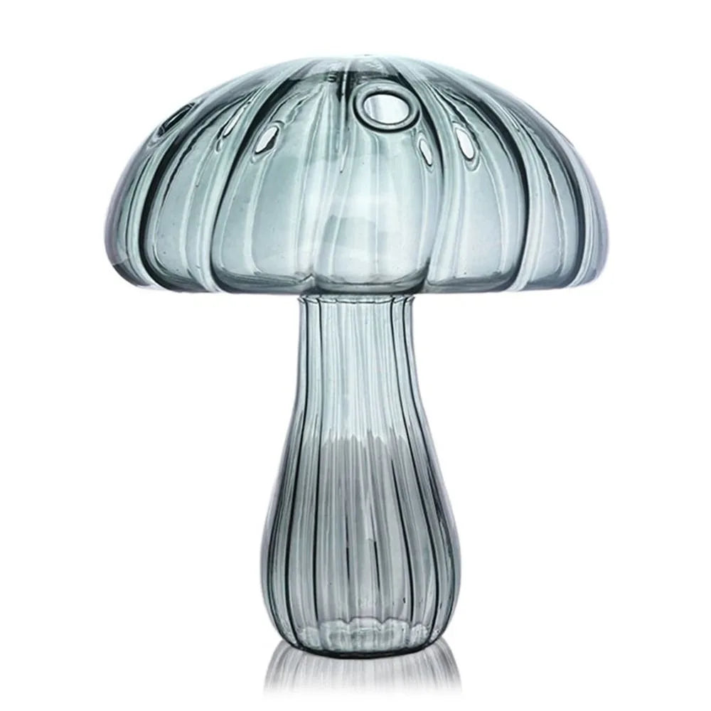 vases champignon moderne transparent rayures verticales marron rose vert rouge bleu orange