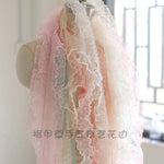 ruban plissé dentelle rose clair blanc mariage décoration élégante polyester texturé légèrement opaque