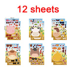 sticker animaux ferme multicolore cartoon adhésif diy activités enfants garçons filles fournitures bricolage artisanal
