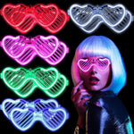 lunettes soleil lumineuses forme coeur rouge rose bleu fête anniversaire mariage
