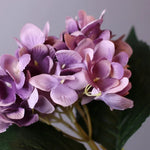 bouquet artificiel fleurs hortensia bleu blanc violet moderne maison mariage