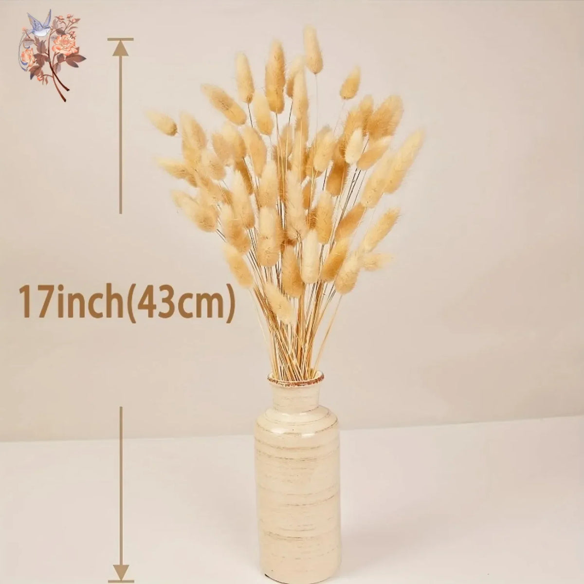 plumes séchées naturelles queue lapin décoration maison fêtes anniversaires mariage bohème rustic beige clair