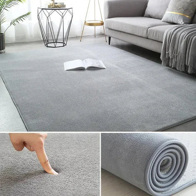 Tapis velours corail gris clair salon