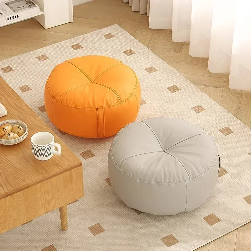 pouf moderne orange gris vert blanc mousse pu polyester coton imperméable amovible lavable