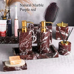 ensemble salle bain marbre rouge distributeur savon porte savon diffuseur huile essentielle moderne