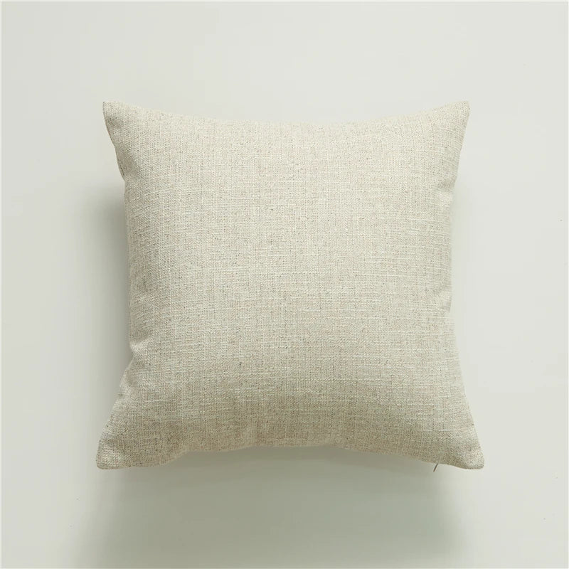 coussin carré moderne motif plante couleur verte jaune rose gris tissu lin opaque décoration