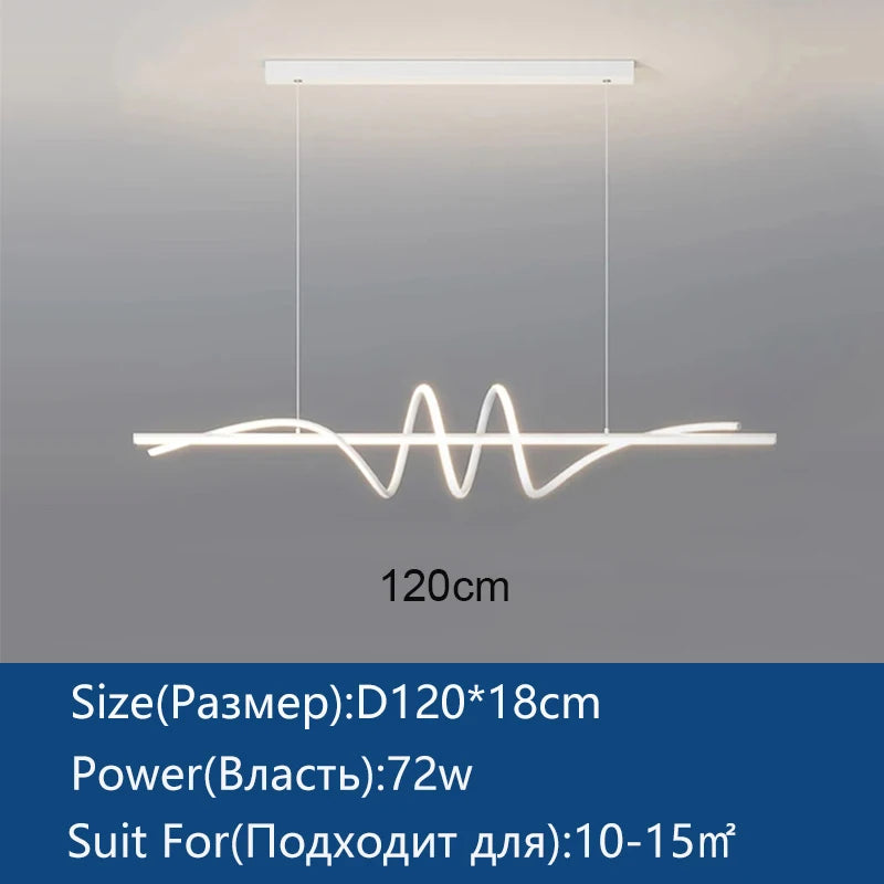 suspension lumineuse moderne minimaliste noir blanc doré ondulé réglable dimmable chambre salon étude