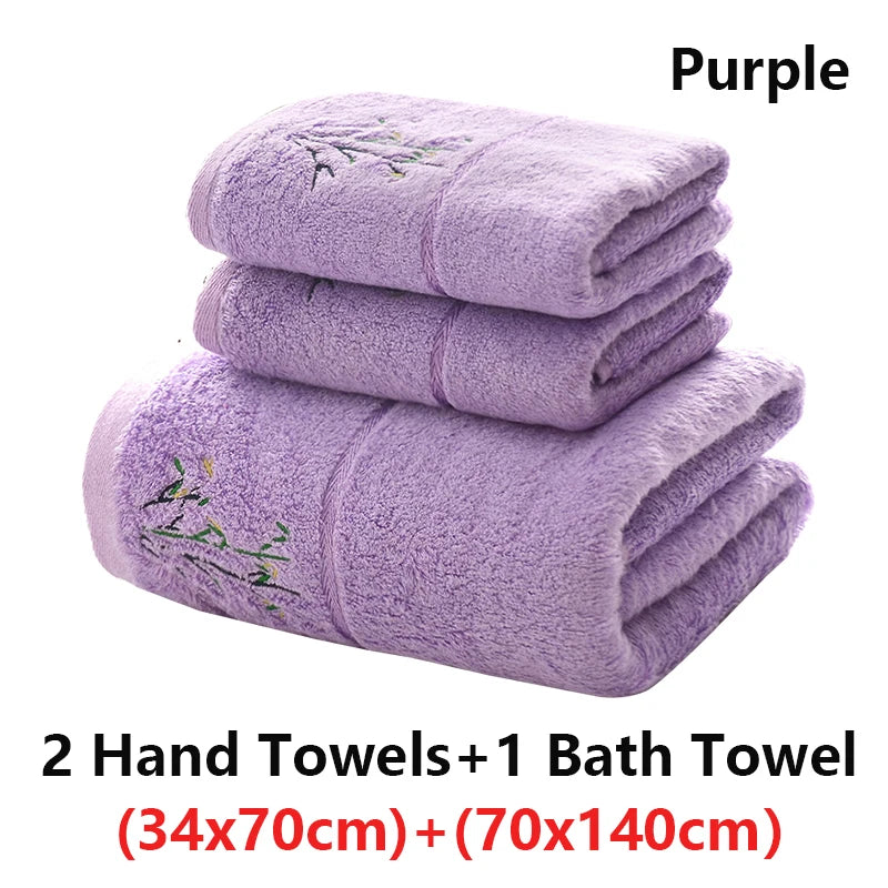 serviettes bambou brodées vert violet rose blanc classiques absorbantes maison