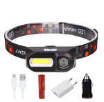 lampe frontale led noir bandeau ajustable 1500lm 2000lm 18650 batterie charge usb camping chasse