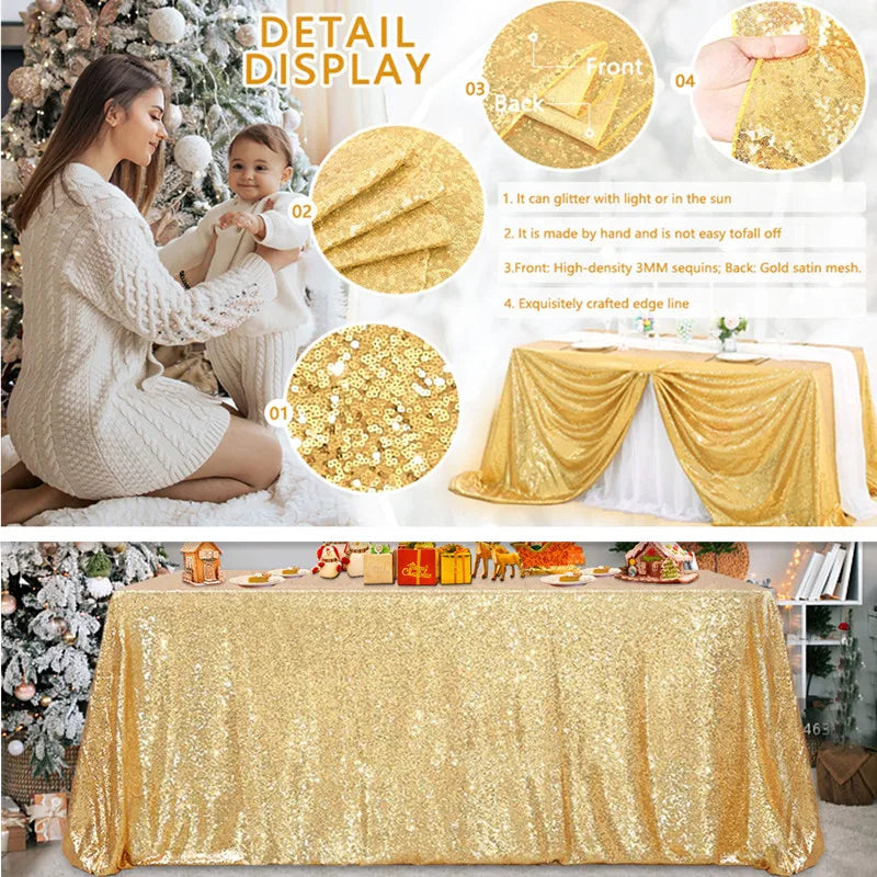 nappe table pailletée noël argent or élégante réutilisable moderne festive black gold rose gold