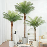 palmier artificiel décoration intérieure vert feuilles fines tronc épais moderne pot 240cm haute