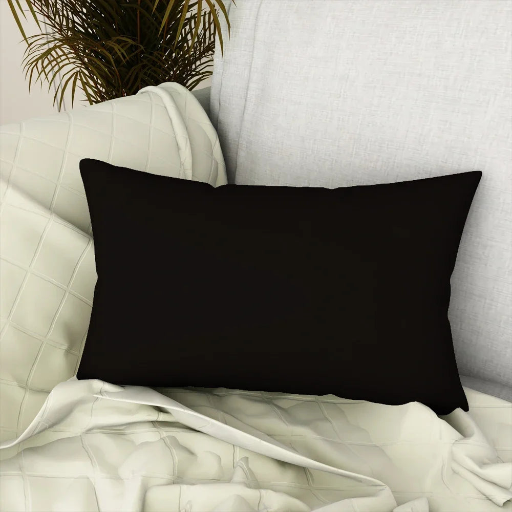 coussin rectangulaire décoratif couleur unie textile lisse fermeture éclair lit chambre moderne 30x50cm