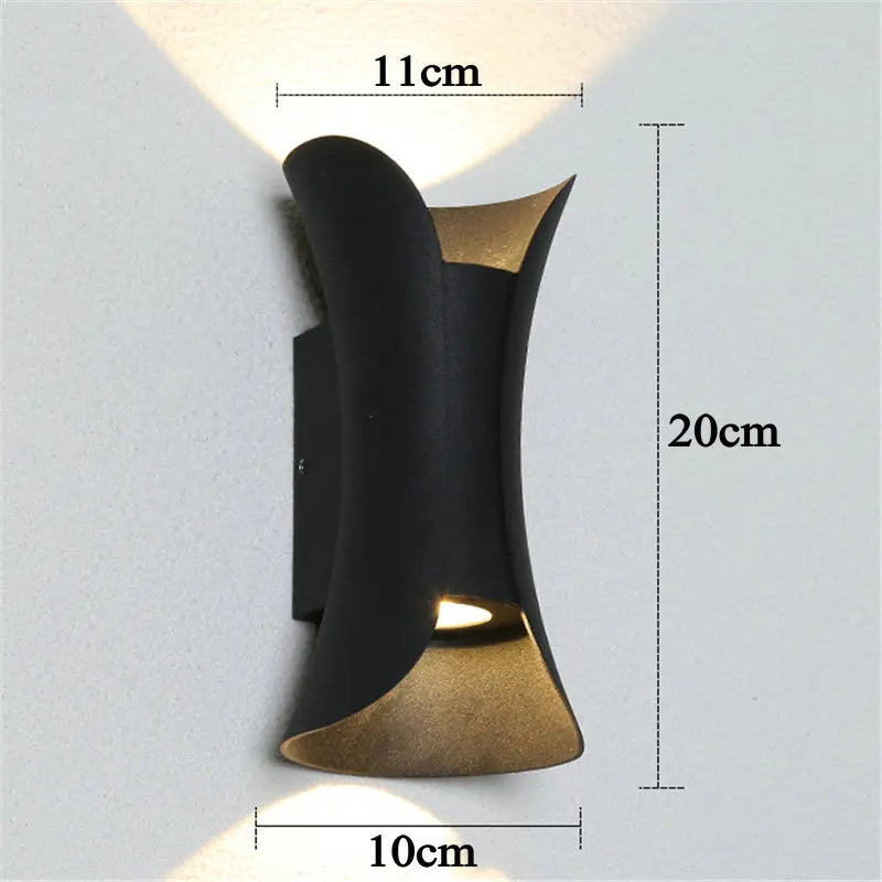 lumière murale led moderne étanche ip65 noir blanc or contemporaine fixations courbes élégantes