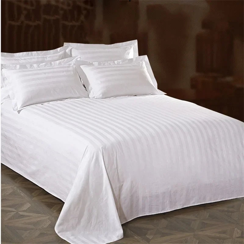 drap lit blanc rayures horizontales 100 coton hypoallergénique durable classique adultes