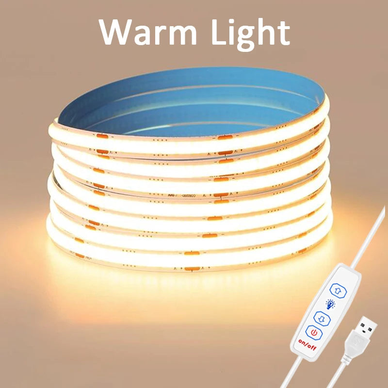 ruban led cob blanc adhésif 3000k 6000k contrôleur usb ajustable moderne 5v 50000h