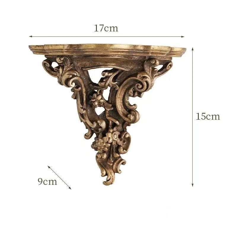 support mural décoratif résine or feuilles vigne bougie baroque champêtre fixé mur