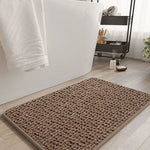 tapis bain antidérapant résistant décoloration texture boule coton moderne beige marron ovale carré polyester