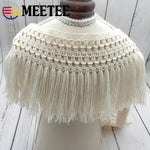 dentelle coton franges écharpe ethnique boho chic 12cm blanc cassé tissu artisanal transparent mariage