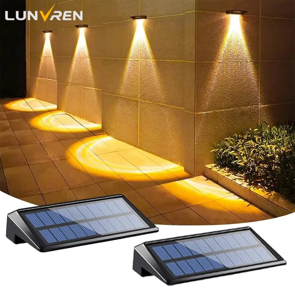 lumières solaires led modernes noires bleues ip65 adhésives extérieures pack appliques murales autonomes