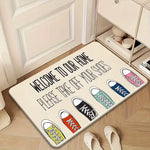 tapis d'entrée moderne antidérapant lettrage welcome motifs floraux polyester