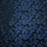 tissu polyester jacinthe fleurs stylisées résistance intempéries largeur 155cm couleurs bleu noir opacité