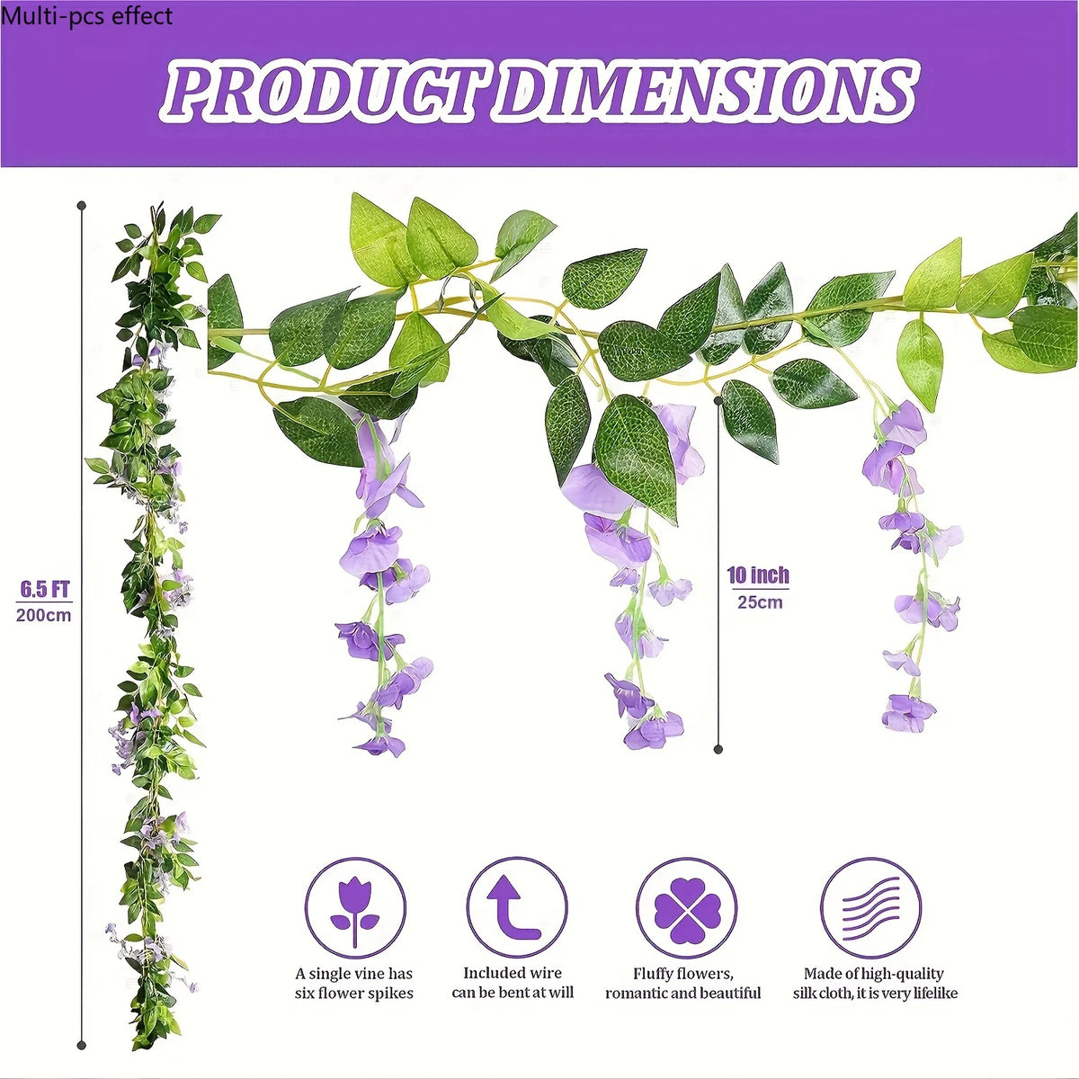 guirlande artificielle fleurs violet vert mariage romantique décoration intérieure événement anniversaire