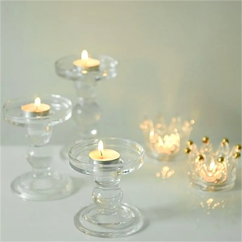 support bougie transparent classique verre opalescent décoration maison blanc moderne