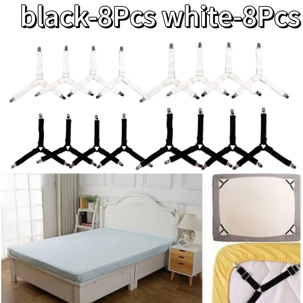 attaches drap lit clips élastiques noir blanc réglables anti tirage ignifuge polyester modernes