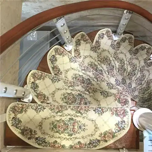 tapis d'escalier adhésif floral ovale salon classique multicolor usage intérieurextérieur