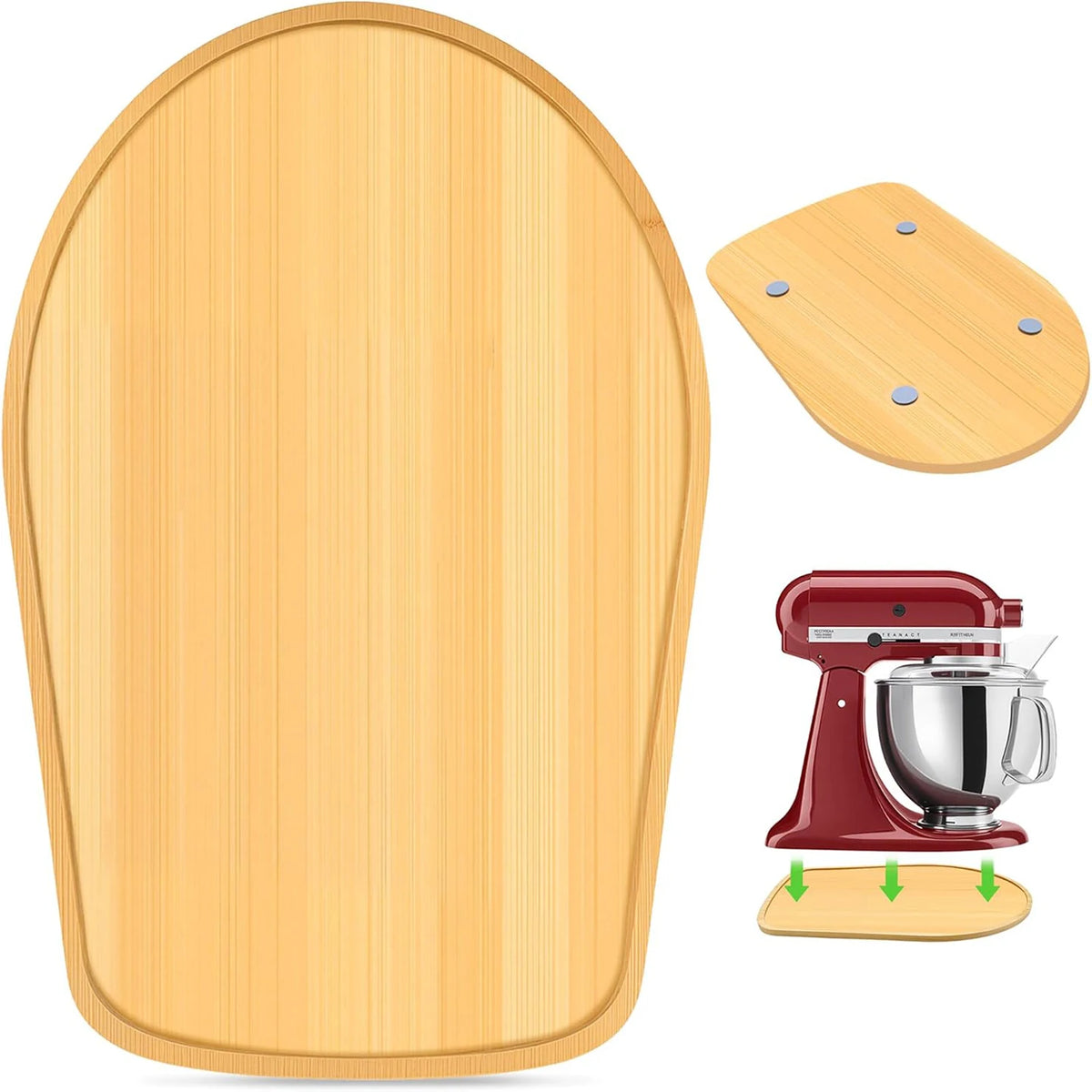 tapis coulissant bambou mélangeur KitchenAid planche découper moderne utilitaire beige clair argenté rouge blanc
