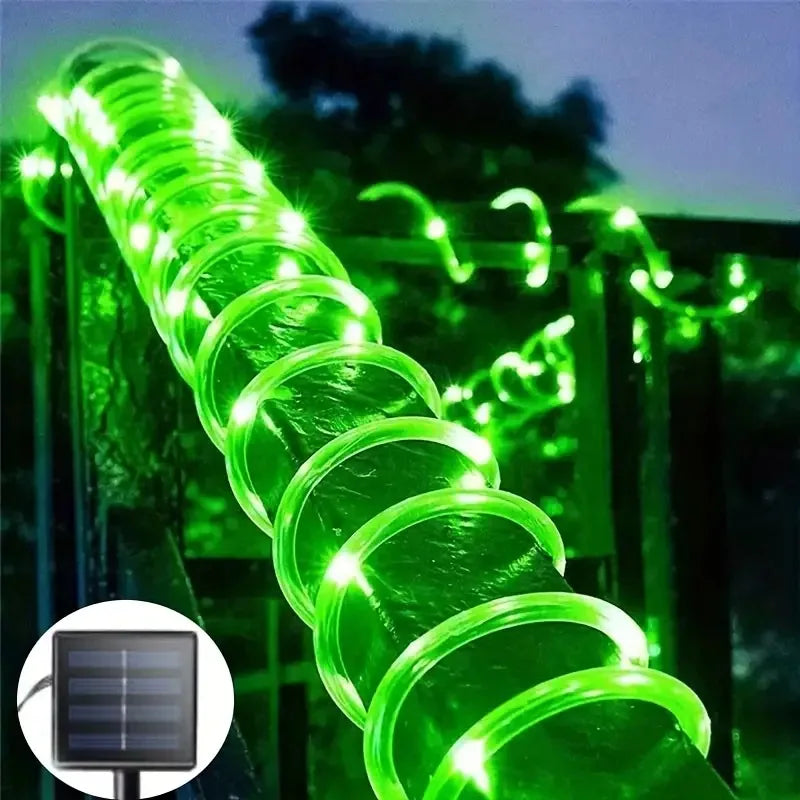 guirlande led solaire flexible modes lumineux multicolore extérieure festive spirale