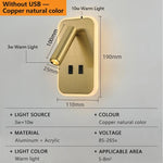 lampe murale led lecture moderne blanc noir cuivre usb projecteur backlight chambre entree