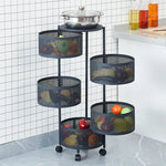 chariot roulettes multifonction moderne paniers rotatifs plateau supérieur grille métallique rangement cuisine blanc noir