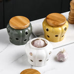 pots stockage ail céramique texturé forme cactus moderne bouchon bois trou