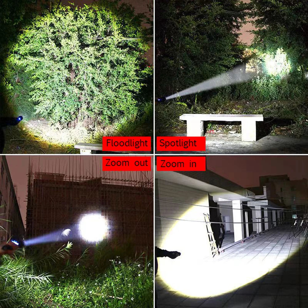 torche rechargeable led étanche camping extérieur pêche réglable mode lumière forte distance
