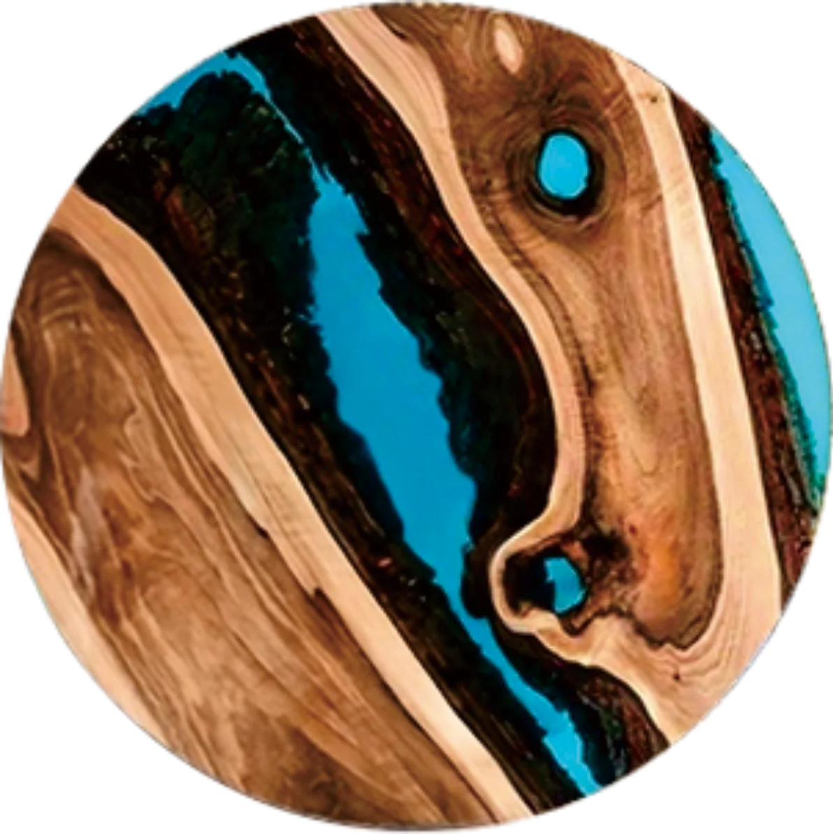 coasters bois naturel moderne 10cm marron bleu turquoise décoration table maison respectueux environnement