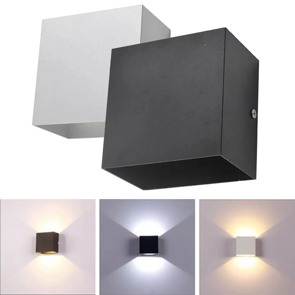 applique murale led moderne noir blanc surface mate 10cm 10cm 5cm minimaliste fixée mur