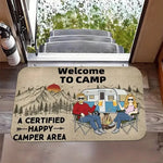 tapis sol camping décoratif motif chien arbres bienvenue extérieur intérieur antidérapant coton beige