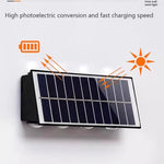 lampe murale solaire moderne led rgb jaune noir panneaux solaires texturés fixée mur