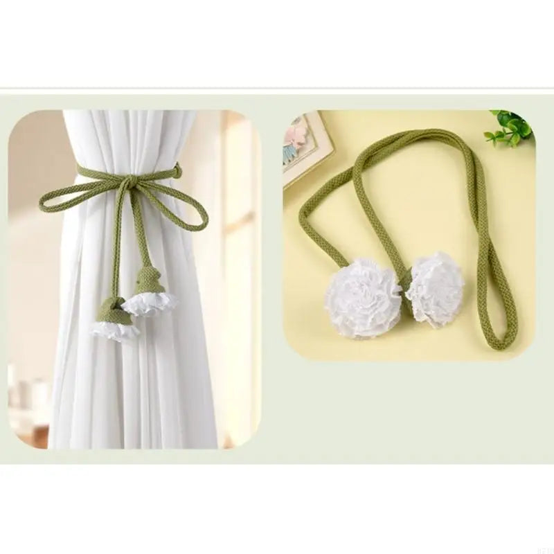 rubans rideaux modernes vert olive rose pâle gris clair franges tissu opaque