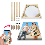 toile d'art personnalisable moderne photo groupe poses cadre bois DIY