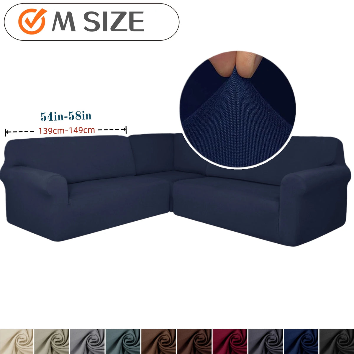 couvre canapé angle bleu marine uni moderne lavable machine 97cm 110cm