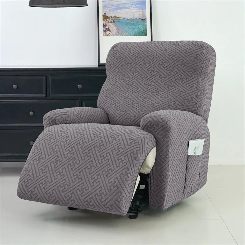 housse canapé inclinable gris jacquard moderne extensible poches fauteuil salon maison